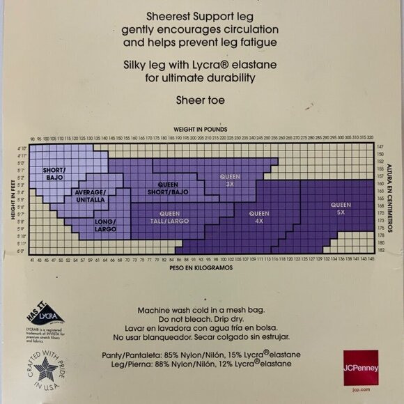 JCPenney East 5th Pantyhose Queen Tall Smoke Grey Sheerest Support Control Top - Picture 3 of 3